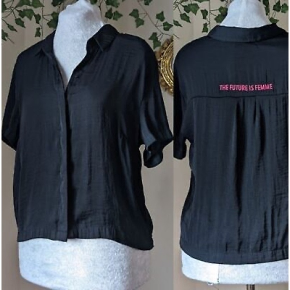 Silky Short Sleeve Button Shirt by Kendall & Kylie